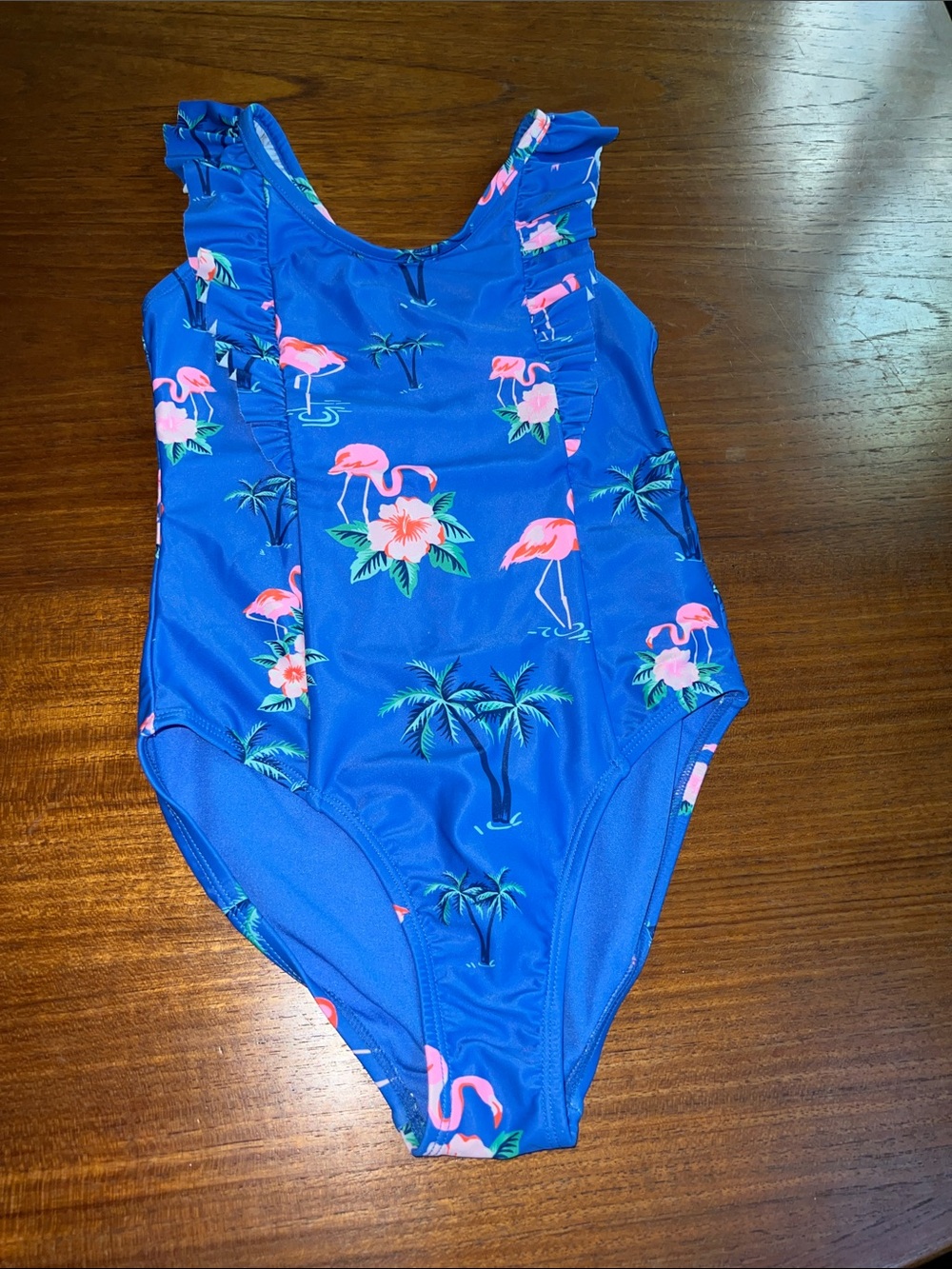 GAP Blue One-Piece Swimsuit with Pink Flamingo Print